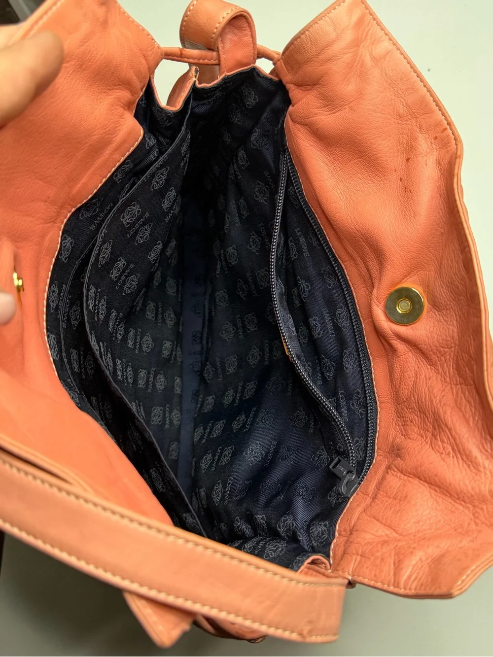 Loewe Coral Pink Leather Shoulder Bag with Anagram Detail
